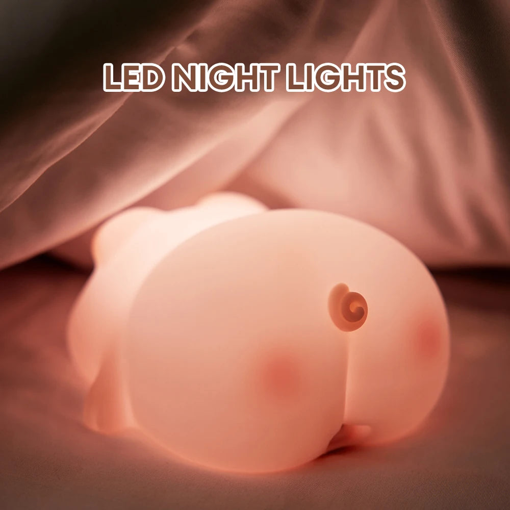 Cute Rabbit Pig Silicone Night Light