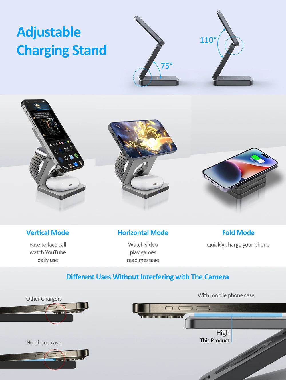 Foldable Magnetic Wireless Charging Station for iPhone