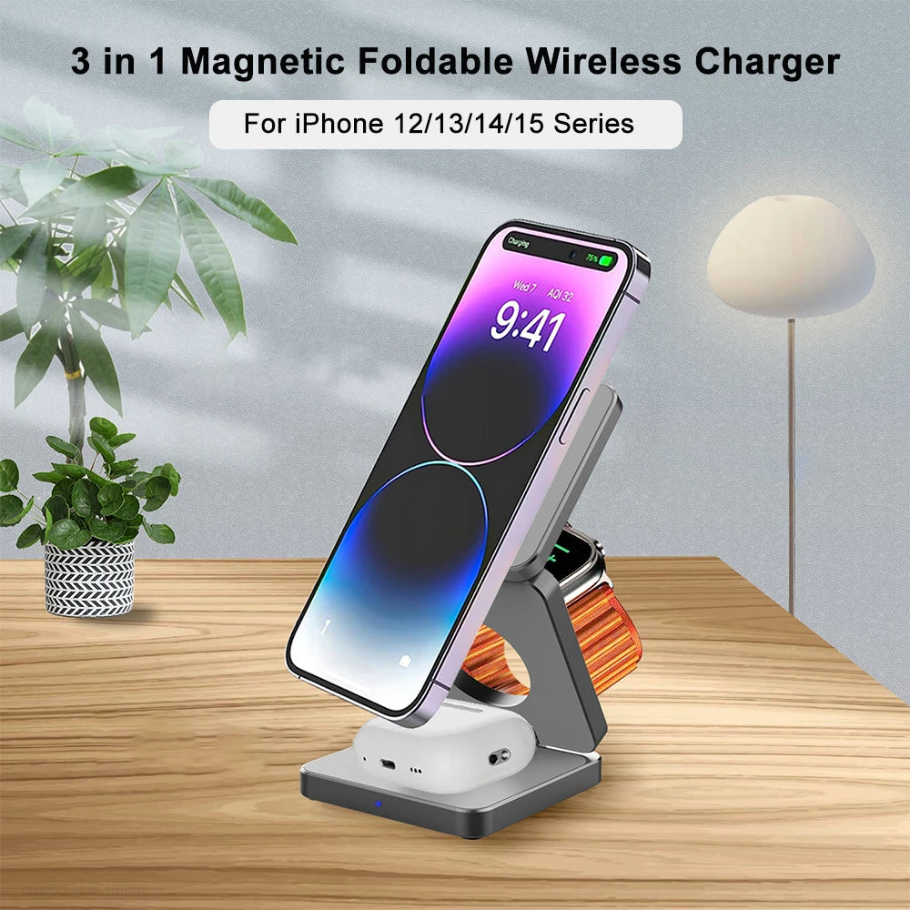 Foldable Magnetic Wireless Charging Station for iPhone