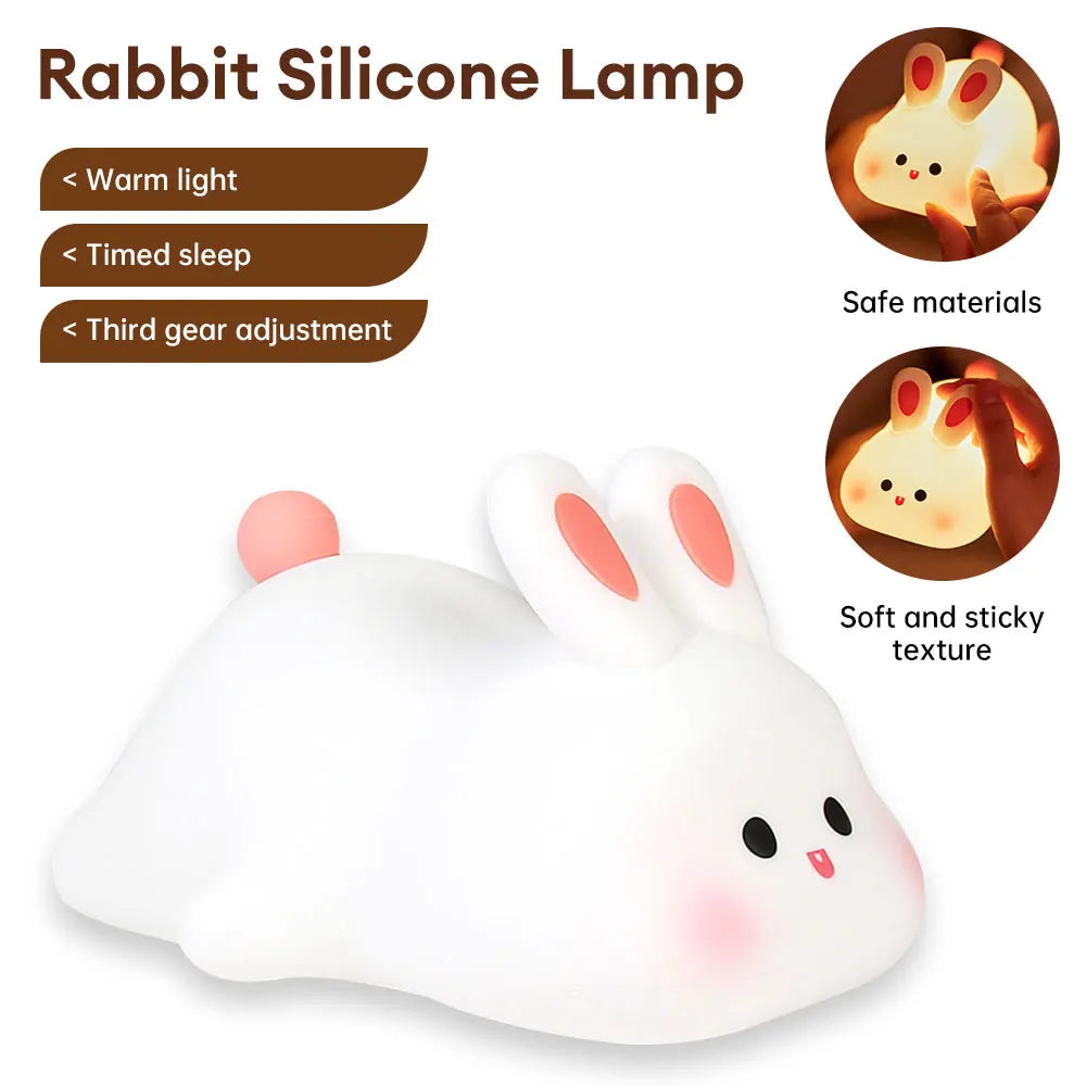 Cute Rabbit Pig Silicone Night Light