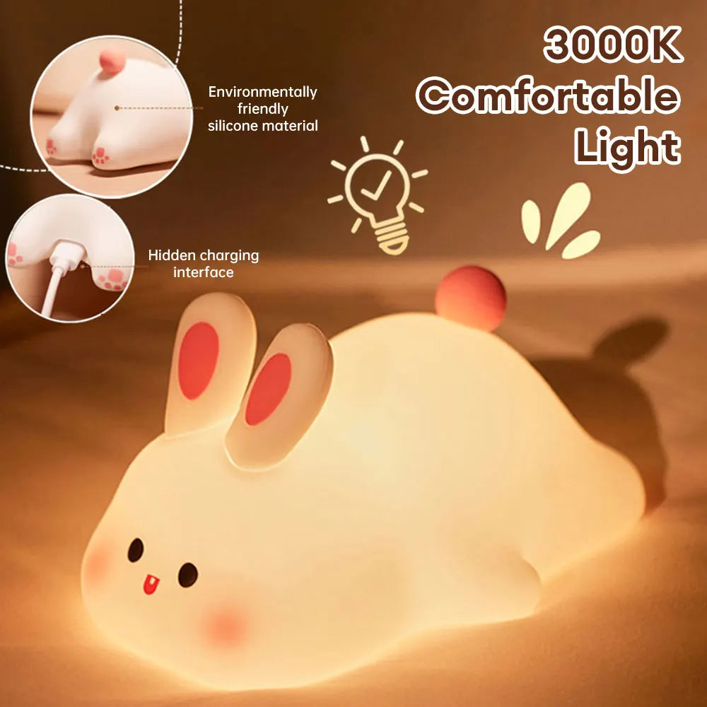 Cute Rabbit Pig Silicone Night Light