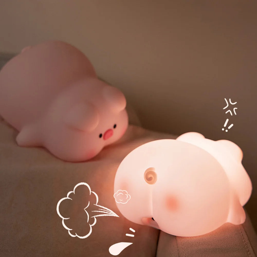 Cute Rabbit Pig Silicone Night Light