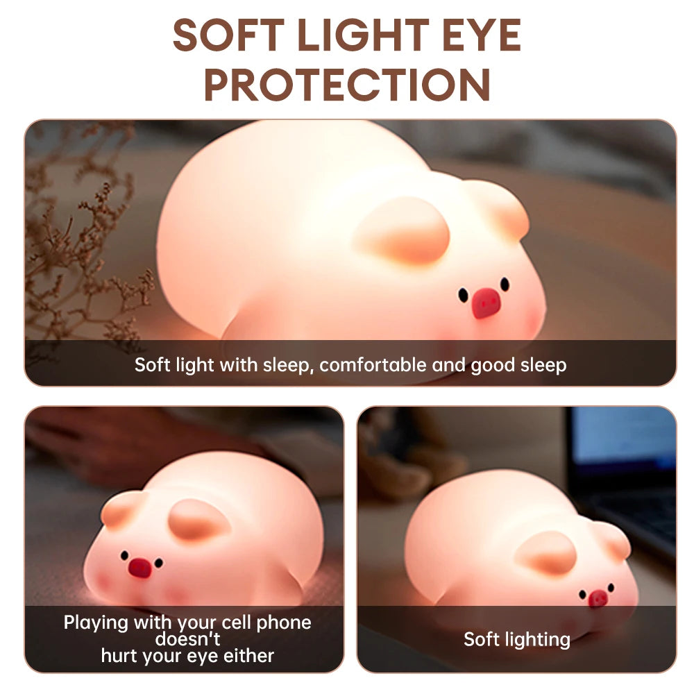 Cute Rabbit Pig Silicone Night Light